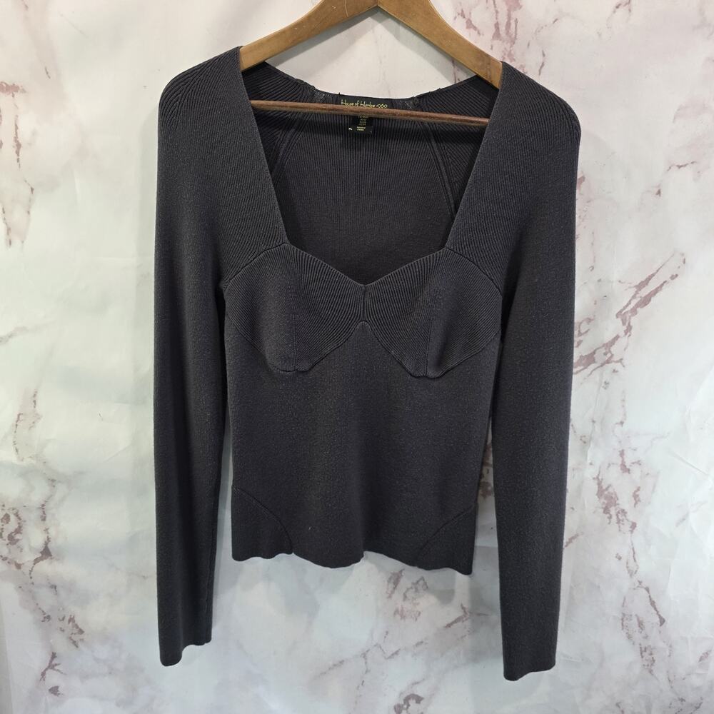 House Of Harlow Sweater Womens Medium Chocolate Brown V Babydoll Sweetheart
